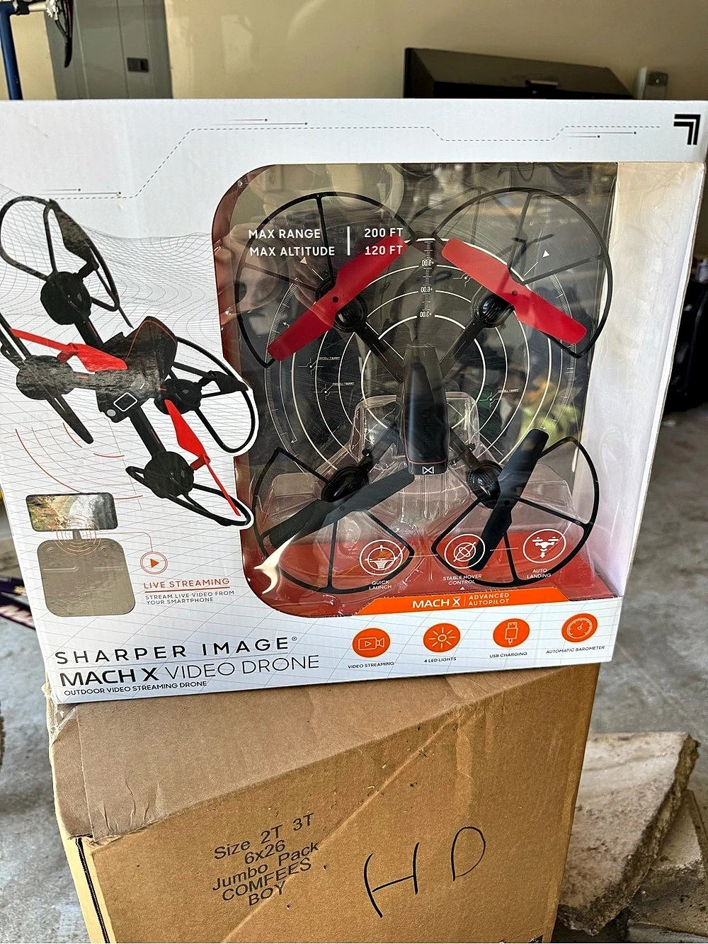 Sharper Image Mach X Video Drone Red & Black